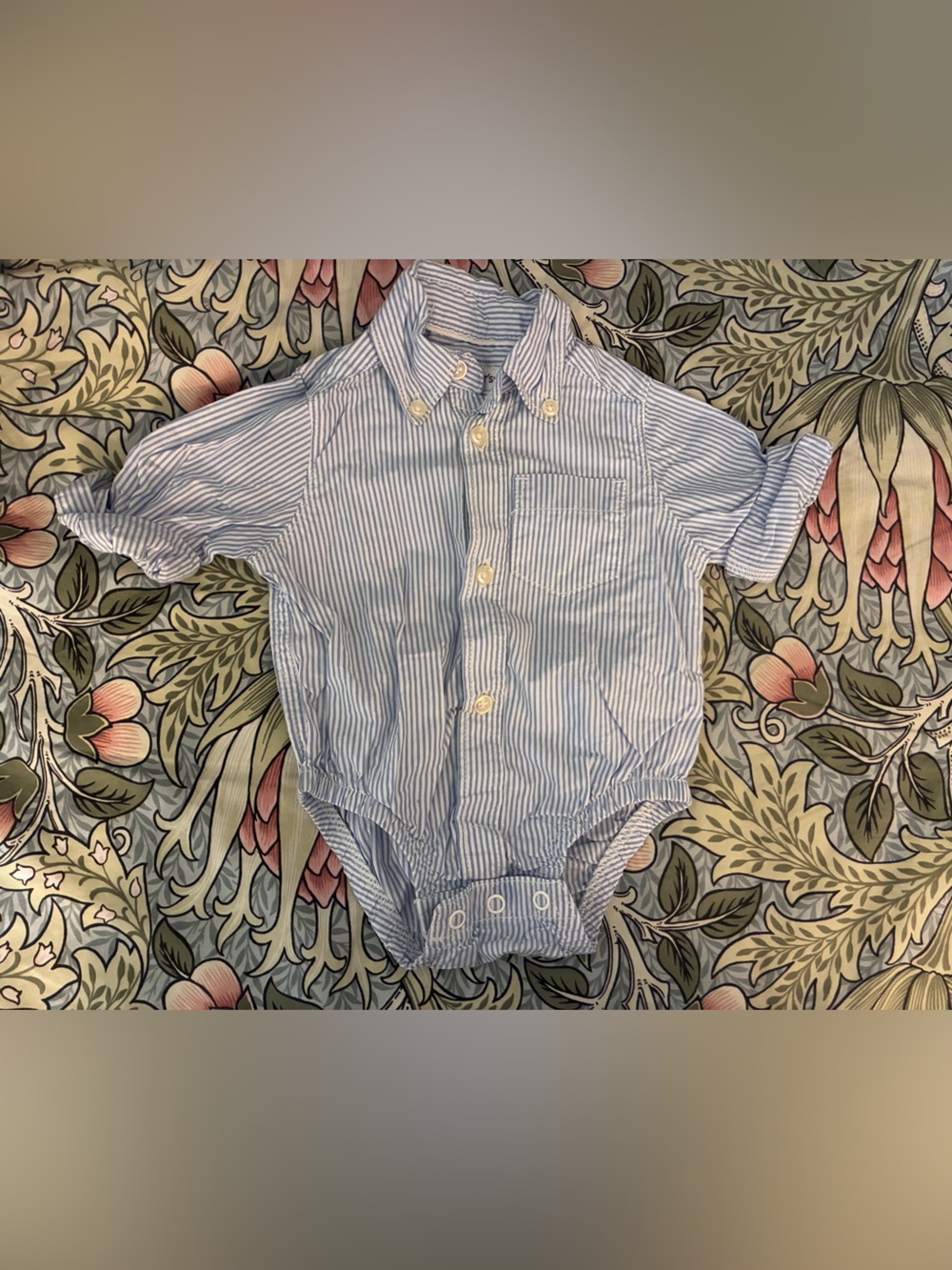 Carter's Blue & White Striped Button-Down Short-Sleeve Onesie